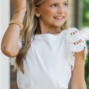 Girls' Luna White Eyelet Sleeve Top - Shop the Mint